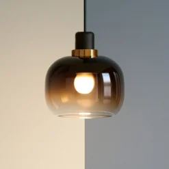 Lampade A Sospensione-Eglo Lampada a sospensione vetro marrone oilella