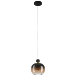Lampade A Sospensione-Eglo Lampada a sospensione vetro marrone oilella