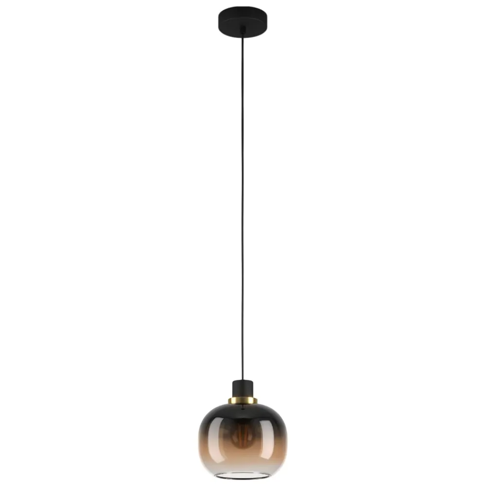 Lampade A Sospensione-Eglo Lampada a sospensione vetro marrone oilella