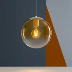 Lampade A Sospensione-Top Light Lampada a sospensione vetro sfera boccia ambra per comodino