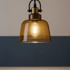 Lampade A Sospensione-Perenz Illuminazione Lampada a sospensione vintage perenz vetro ambra specchiato