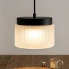 Lampade A Sospensione-Vivida International Lampada a sospensione vivida pilastro vetro rigato bianco satinato