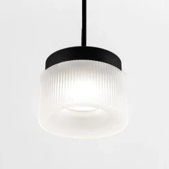 Lampade A Sospensione-Vivida International Lampada a sospensione vivida pilastro vetro rigato bianco satinato