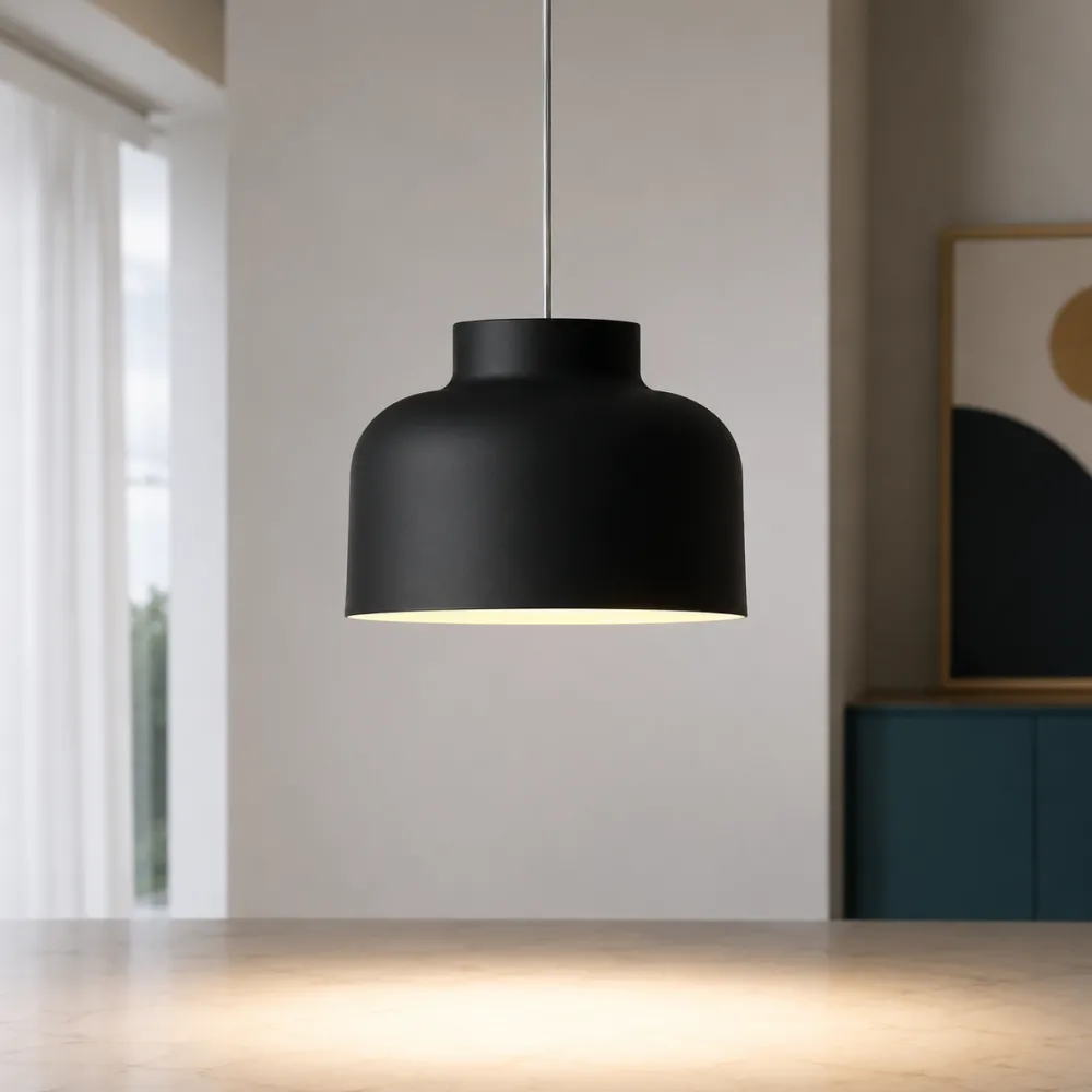 Lampade A Sospensione-Vivida International Lampada a sospensione vivida bottone nero led biemissione dimmerabile con telecomando