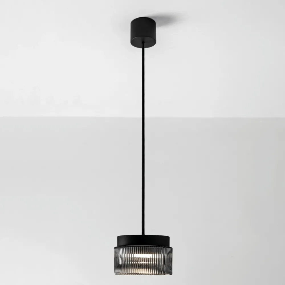 Lampade A Sospensione-Vivida International Lampada a sospensione vivida pilastro vetro fumé