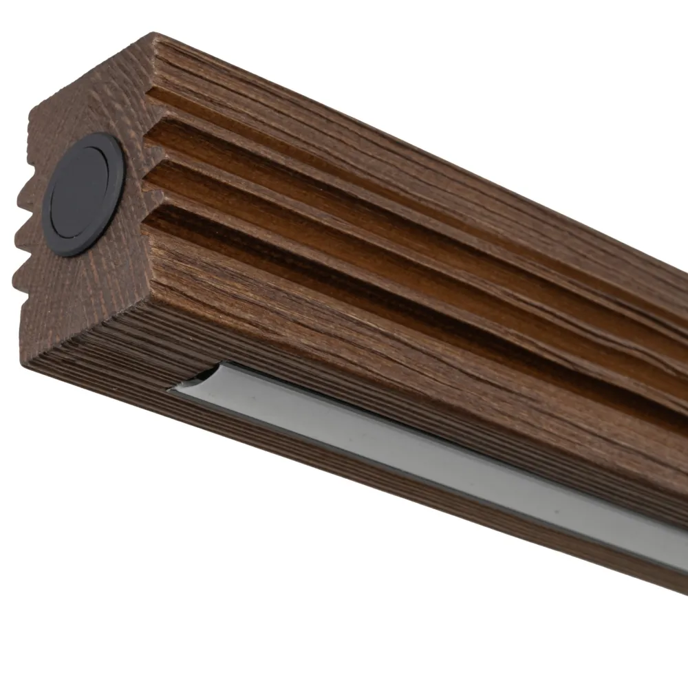 Lampadari Moderni-Selezionato da Mazzolaluce Lampada barra a sospensione di legno noce per tavolo soggiorno moderno
