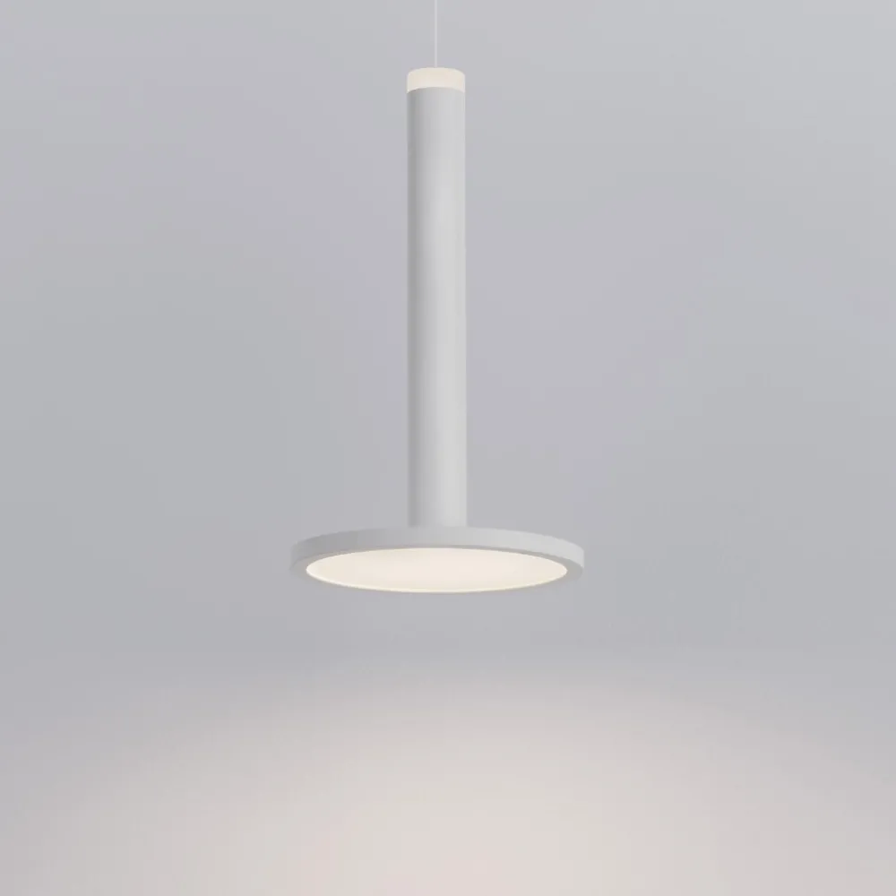 Lampade A Sospensione-Selezionato da Mazzolaluce Lampada bianca a sospensione led 11w 3000k disco piatto