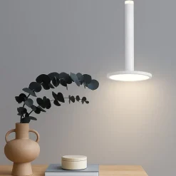 Lampade A Sospensione-Selezionato da Mazzolaluce Lampada bianca a sospensione led 11w 3000k disco piatto