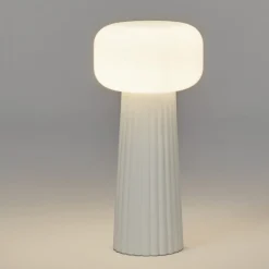 Lampade Da Tavolo-Selezionato da Mazzolaluce Lampada bianca da tavolo design moderno sfera di vetro bianco