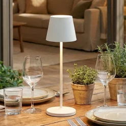 Lampade Da Tavolino Esterno-Perenz Illuminazione Lampada bianca h39cm portatile da tavolino per ristoranti diva perenz