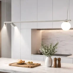 Lampadari Cucina-Selezionato da Mazzolaluce Lampada bilancere a sospensione grigio seta per bancone isola penisola cucina