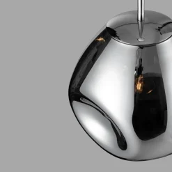 Lampade A Sospensione-Selezionato da Mazzolaluce Lampada boccia di vetro a sospensione cromata trasparente