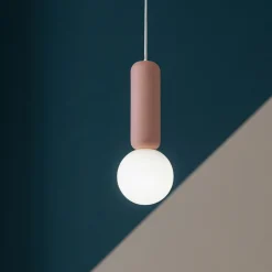 Lampade A Sospensione-Ondaluce Lampada cemento rosso rock