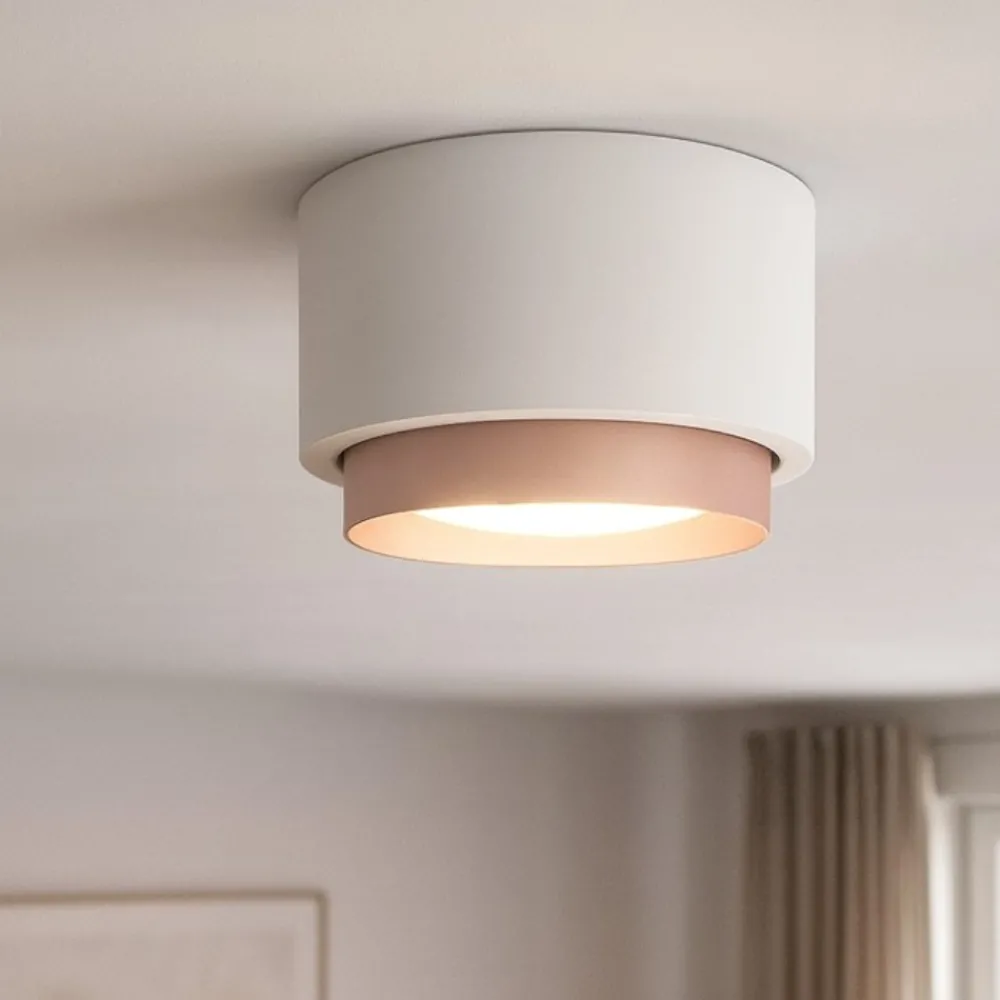 Plafoniere Moderne-Sforzin Illuminazione Lampada cilindro da soffitto gesso bordo rame sforzin syme