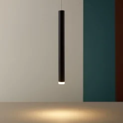 Lampade A Sospensione-Selezionato da Mazzolaluce Lampada cilindro nero sospensione led 6w 3000k