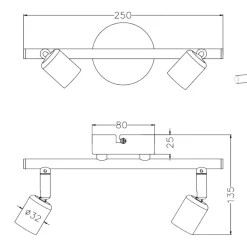 Plafoniere Moderne-Selezionato da Mazzolaluce Lampada con due faretti bianchi orientabili