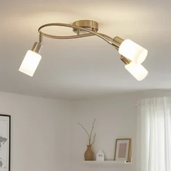 Plafoniere Moderne-Selezionato da Mazzolaluce Lampada con 3 faretti led orientabili vetro bianco