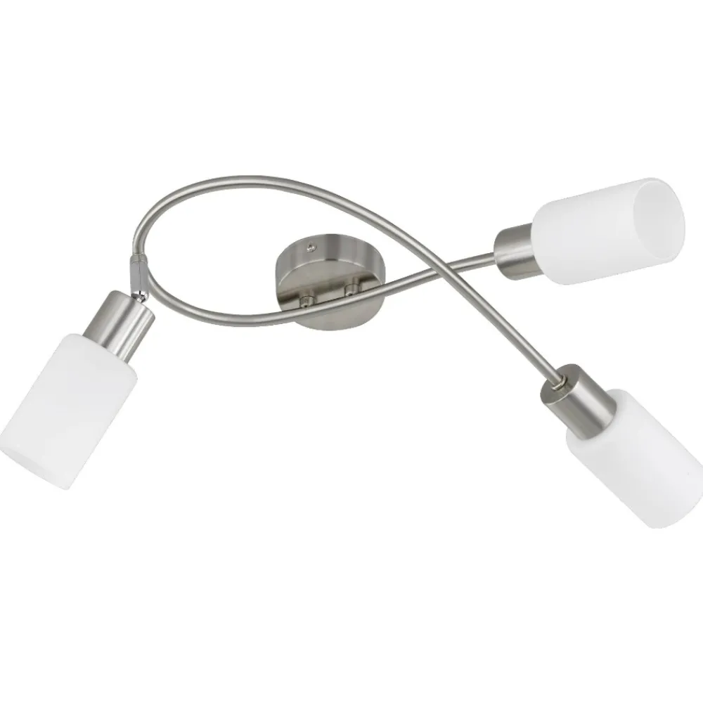 Plafoniere Moderne-Selezionato da Mazzolaluce Lampada con 3 faretti led orientabili vetro bianco