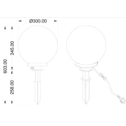 Lampioni Da Giardino-Selezionato da Mazzolaluce Lampada con picchetto sfera bianca da giardino 30cm 5mt cavo con spina