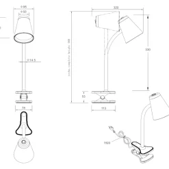 Lampade Da Tavolo-Selezionato da Mazzolaluce Lampada con pinza da scrivania per cameretta orientabile verde led 4.5w 3000k
