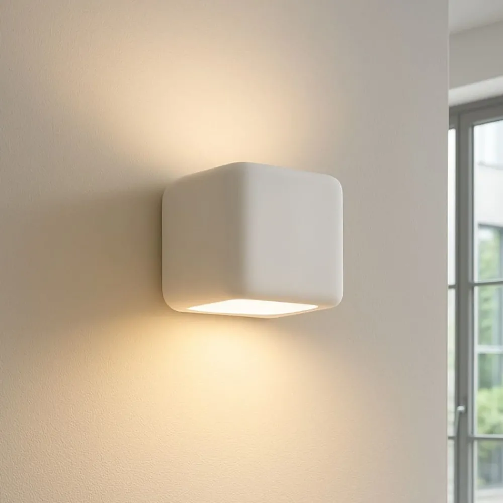 Applique Da Parete-Selezionato da Mazzolaluce Lampada cubo applique gesso bianco pitturabile