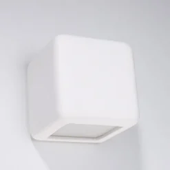 Applique Da Parete-Selezionato da Mazzolaluce Lampada cubo applique gesso bianco pitturabile