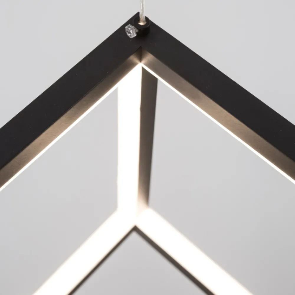 Lampade A Sospensione-Selezionato da Mazzolaluce Lampada cubo nero sospensione moderna led 45w 3000k dimmerabile