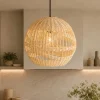 Lampade A Sospensione-Selezionato da Mazzolaluce Lampada cupola di rattan naturale a sospensione 30 cm