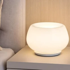 Abat Jour-Perenz Illuminazione Lampada da comodino abat jour in vetro bianco led 3000k moderna kave perenz