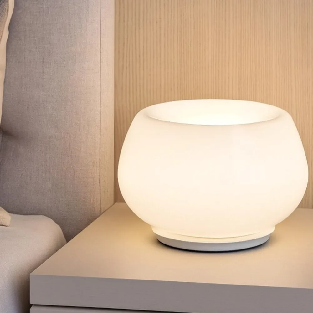 Abat Jour-Perenz Illuminazione Lampada da comodino abat jour in vetro bianco led 3000k moderna kave perenz