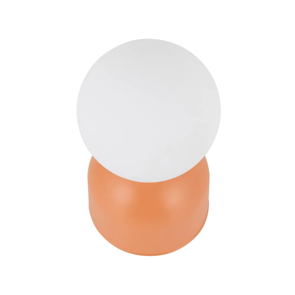 Abat Jour-Selezionato da Mazzolaluce Lampada da comodino arancione design moderna sfera di vetro bianca