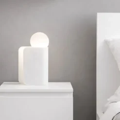 Abat Jour-Fabas Luce Lampada da comodino bianca design moderna birba