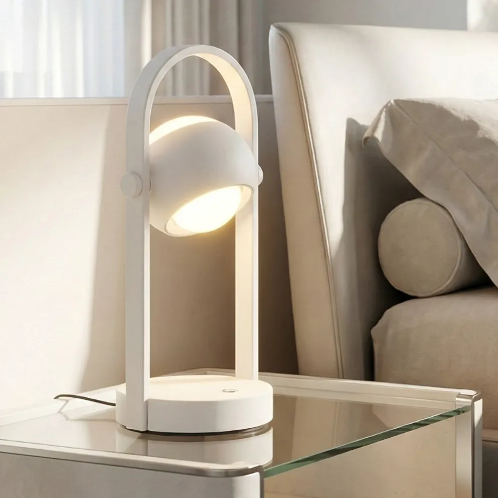 Abat Jour-Selezionato da Mazzolaluce Lampada da comodino bianca moderna portatile a batteria con telecomando
