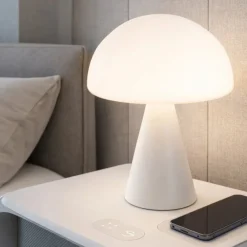 Abat Jour-Fabas Luce Lampada da comodino bianca moderna in vetro blip