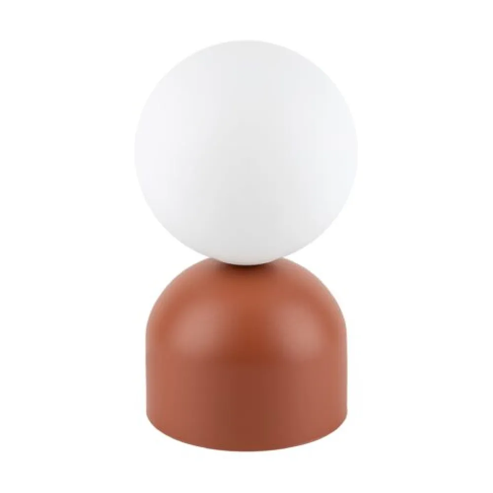 Abat Jour-Selezionato da Mazzolaluce Lampada da comodino colore mattone sfera bianca design moderna
