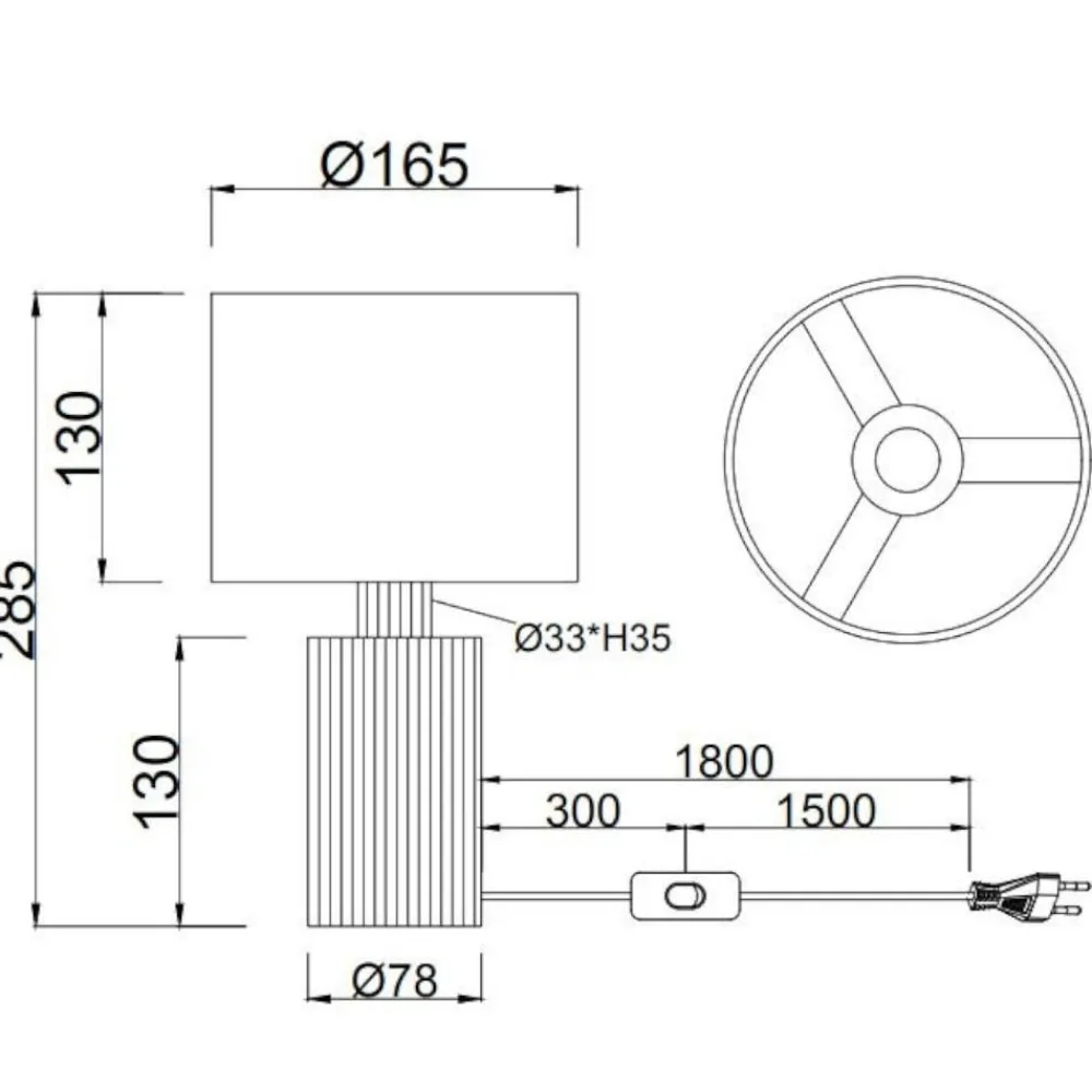 Abat Jour-Selezionato da Mazzolaluce Lampada da comodino con base in bambu per camera da letto