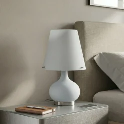 Abat Jour-Fabas Luce Lampada da comodino cono vetro bianco moderna