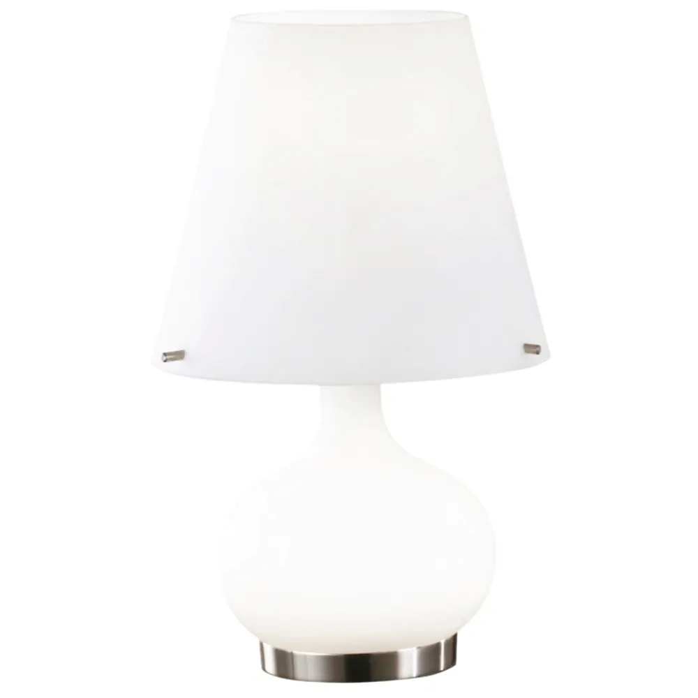 Abat Jour-Fabas Luce Lampada da comodino cono vetro bianco moderna