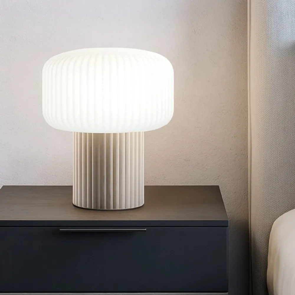 Abat Jour-Perenz Illuminazione Lampada da comodino di cerama grigio chiaro otty