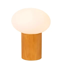 Abat Jour-Selezionato da Mazzolaluce Lampada da comodino di legno sfera in vetro bianco moderna