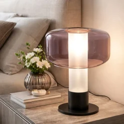 Abat Jour-Fabas Luce Lampada da comodino di vetro moderna ametista flick