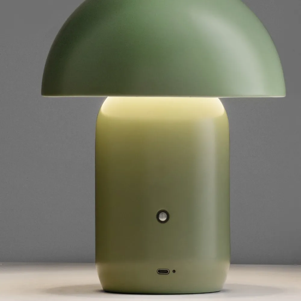 Abat Jour-Selezionato da Mazzolaluce Lampada da comodino fungo moderna portatile verde usb ricaricabile