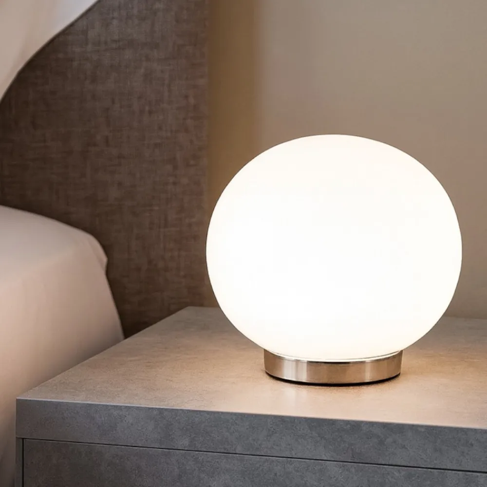 Abat Jour-Top Light Lampada da comodino moderna boccia vetro bianco per camera da letto
