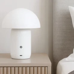 Abat Jour-Selezionato da Mazzolaluce Lampada da comodino moderna fungo led 2w 3000k bianca dimmerabile