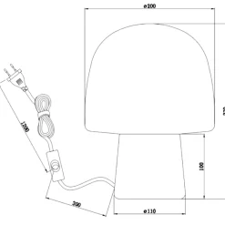 Abat Jour-Selezionato da Mazzolaluce Lampada da comodino moderna fungo vetro bianco base nera