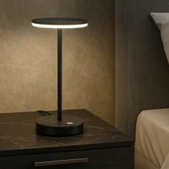 Abat Jour-Linea Light Lampada da comodino moderna nera led 9w 3000k gemini tab