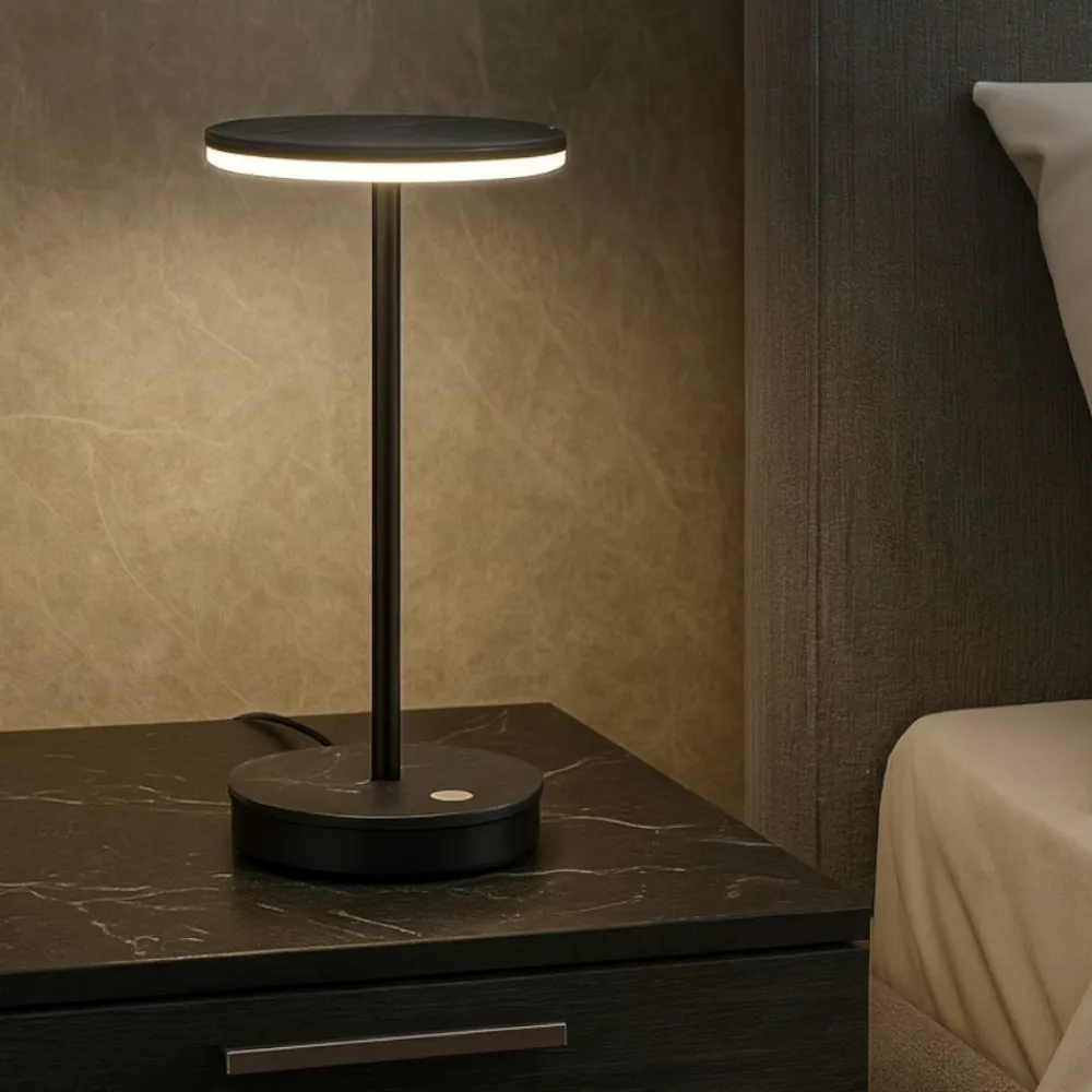 Abat Jour-Linea Light Lampada da comodino moderna nera led 9w 3000k gemini tab