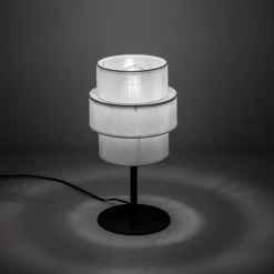 Abat Jour-Selezionato da Mazzolaluce Lampada da comodino paralume tessuto bianco moderna per camera da letto