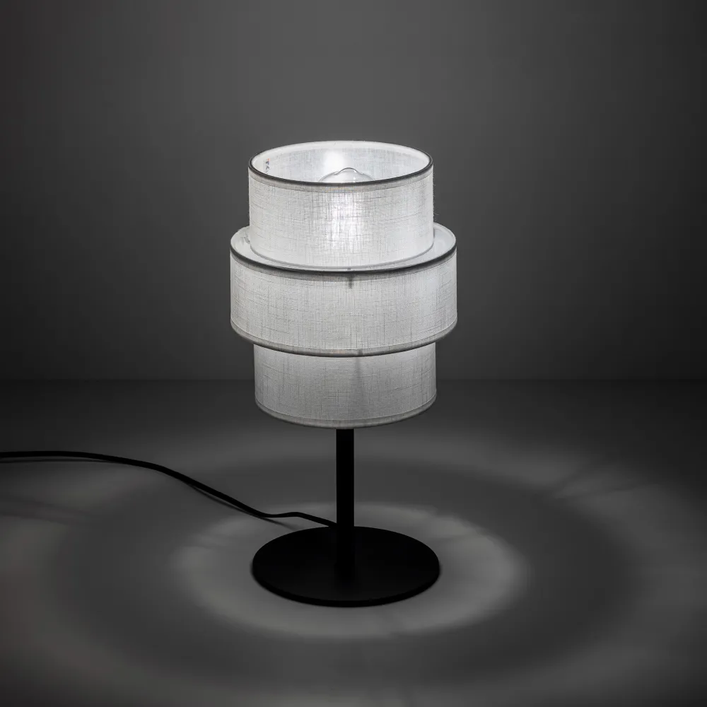 Abat Jour-Selezionato da Mazzolaluce Lampada da comodino paralume tessuto bianco moderna per camera da letto