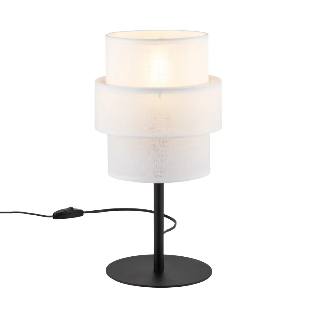Abat Jour-Selezionato da Mazzolaluce Lampada da comodino paralume tessuto bianco moderna per camera da letto
